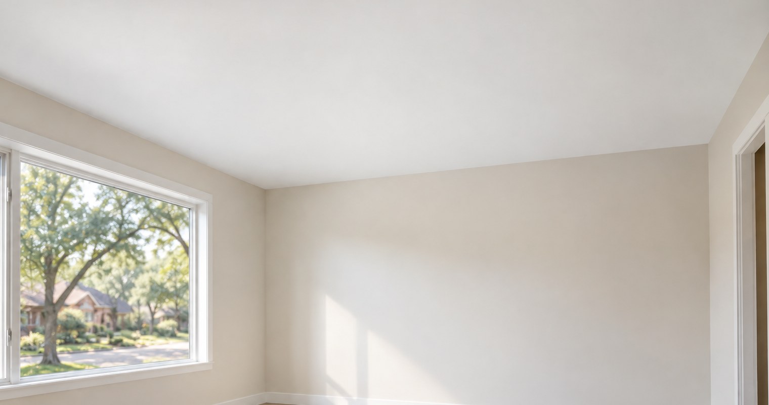 Smooth matte ceiling.