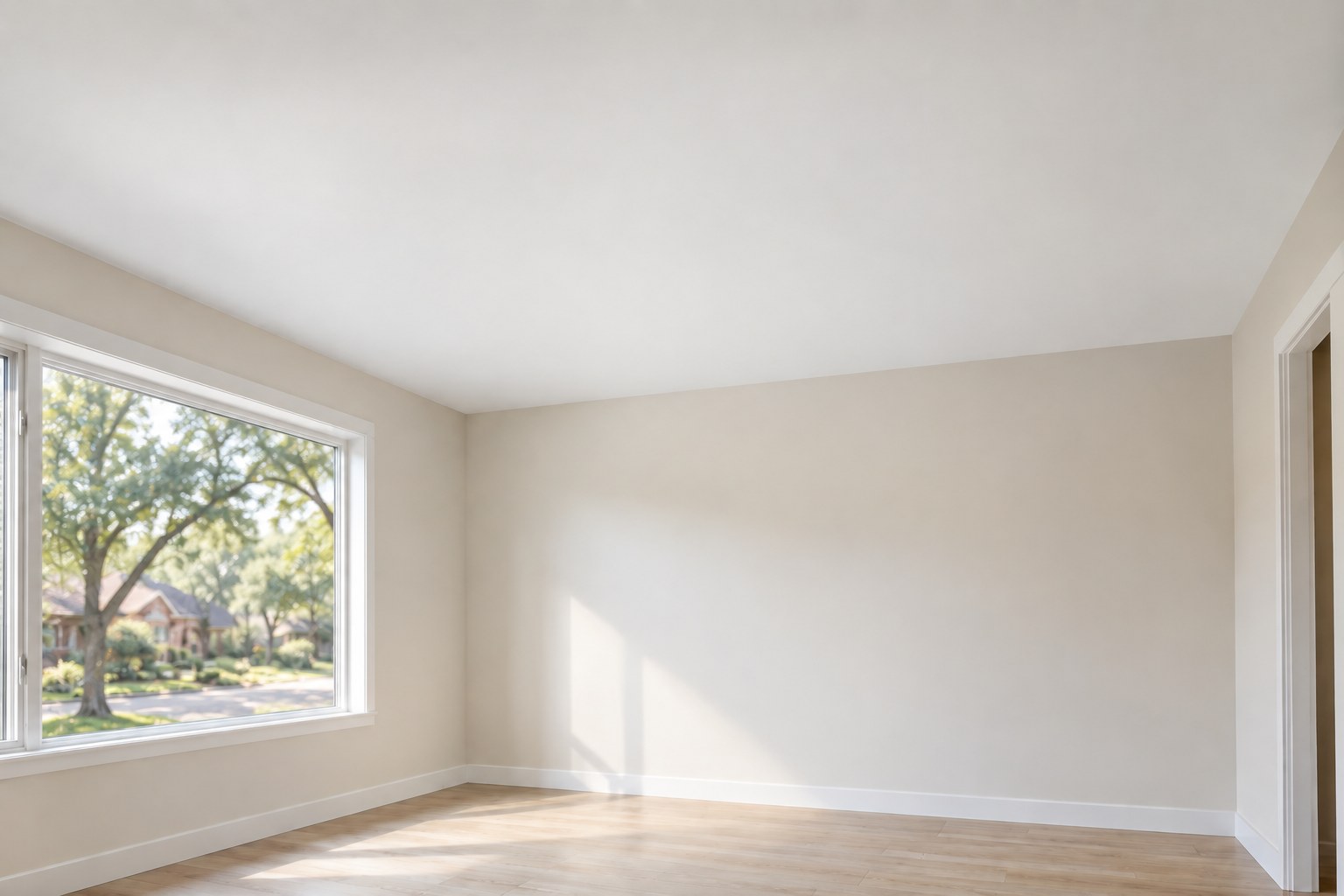 Smooth painted walls and ceiling.